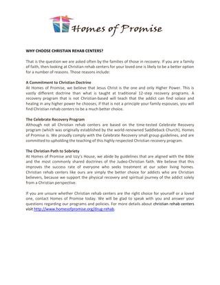 Christian Based Recovery 
      Programs