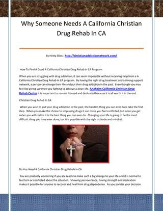 Christian Help With 
      Addiction